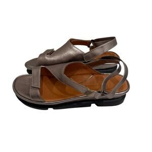 L'Amour Des Pieds Womens 7.5M Leather Slingback Sandals Metallic Bronze Comfort